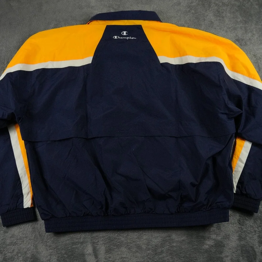 NWT Champion Windbreaker Jacket Mens 3XL Navy Gold White Colorblock Vented‎ Y2K